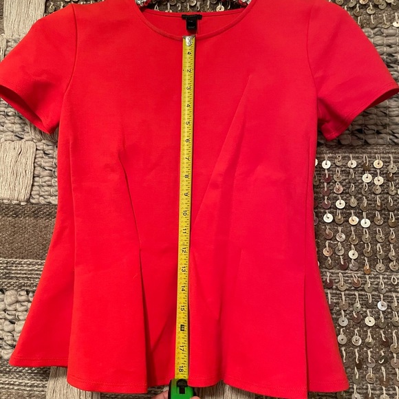 J. Crew red asymmetrical ponte short sleeve top - Picture 6 of 7